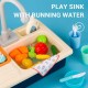 Mini Steps Kids Kitchen Sink Playset with Water Flow – Electronic Wash Basin with Running Water, Pretend Play Set for Girls