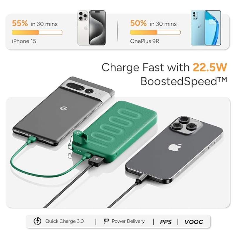 Ambrane 10000mAh Slim & Compact Powerbank with in-Build Type C Cable, 22.5W Fast Charging, USB & Type C Output, Power Delivery, Quick Charge for iPhone, Android & Tablets, Earbuds, (Stylo N10,Black) Ambrane 10000mAh Slim & Compact Powerbank with in-Build Type C Cable, 22.5W Fast Charging, USB & Type C Output, Power Delivery, Quick Charge for iPhone, Android & Tablets, Earbuds, (Stylo N10,Black)