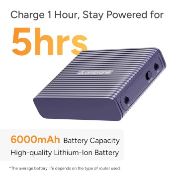 (Refurbished) Ambrane Mini Powerbank/UPS 12V WiFi Router Modem, Backup Upto 5 Hours, 3x2000mAh = 6000mAh Battery | Output up to 2A, WiFi Router Power Backup for Electricity Cuts,Portable Ups (CyberVolt 2,Purple) (Refurbished) Ambrane Mini Powerbank/UPS 12V WiFi Router Modem, Backup Upto 5 Hours, 3x2000mAh = 6000mAh Battery | Output up to 2A, WiFi Router Power Backup for Electricity Cuts,Portable Ups (CyberVolt 2,Purple)