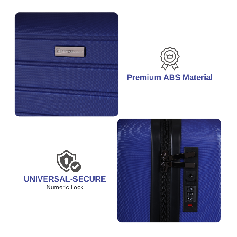 SPACEWALK Cadillac Hard Case ABS luggage, Airline-Approved CABIN SUITCASE, 42ltr, 8 Spinner Wheels, Anti-Theft Zip, Durable & Lightweight, 3-Years Warranty (Royal Blue) SPACEWALK Cadillac Hard Case ABS luggage, Airline-Approved CABIN SUITCASE, 42ltr, 8 Spinner Wheels, Anti-Theft Zip, Durable & Lightweight, 3-Years Warranty (Royal Blue)