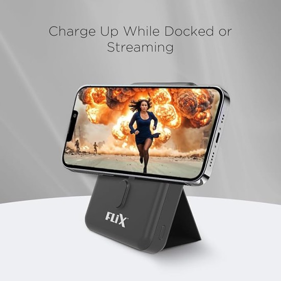 FLiX (Beetel) MagConnect Elite 10,000mAh 15W Magnetic Wireless Output,22.5W QC Pocket Power Delivery PPS,Type C & Type A Input/Output,Rapid Charge,LED Display,Perfect for iPhone 12,13,14(Black)