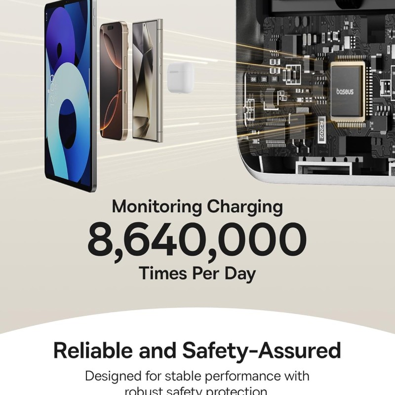 Baseus Nomos Qi2 10000mAh 45W Magnetic Wireless Power Bank � Built-in USB-C Cable, PD Fast Charging, Kickstand Design � Lunar Gray Baseus Nomos Qi2 10000mAh 45W Magnetic Wireless Power Bank � Built-in USB-C Cable, PD Fast Charging, Kickstand Design � Lunar Gray