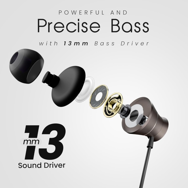 (Refurbished) HAMMER Nova in Ear C Type Earphones Wired with Mic,13mm Driver, in-line Control, Metallic Built, Powerful Bass, Comfortable & Lightweight (Black) (Refurbished) HAMMER Nova in Ear C Type Earphones Wired with Mic,13mm Driver, in-line Control, Metallic Built, Powerful Bass, Comfortable & Lightweight (Black)