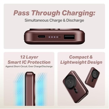 boAt New Launch EnergyShroom PB331 (Magsafe) 10000mAh Magnetic Wireless Powerbank, 15W Wireless & 22.5W Wired Charging for (iPhone 16,15,14,13 & 12, A boAt New Launch EnergyShroom PB331 (Magsafe) 10000mAh Magnetic Wireless Powerbank, 15W Wireless & 22.5W Wired Charging for (iPhone 16,15,14,13 & 12, A