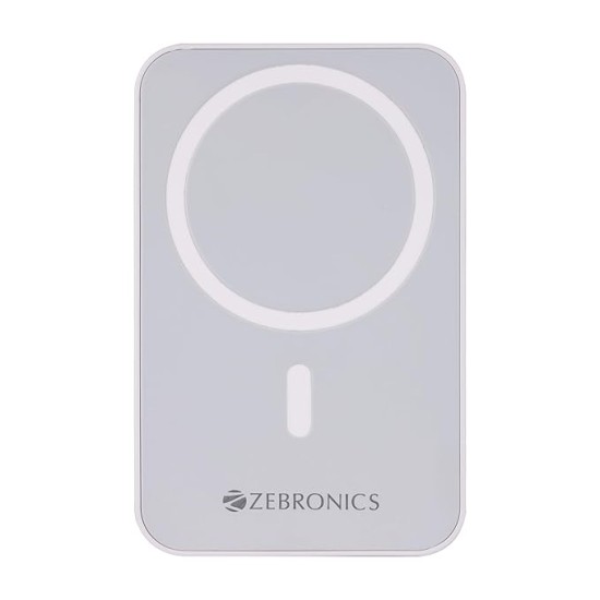 ZEBRONICS MW63 Wireless Power Bank, 10000 mAh, Rapid Charge, Magsafe, Outputs - 20W Wired | 15W Wireless, Type C PD, Built in Protections, LED Indicator, Compatible with iPhone, Made in India ZEBRONICS MW63 Wireless Power Bank, 10000 mAh, Rapid Charge, Magsafe, Outputs - 20W Wired | 15W Wireless, Type C PD, Built in Protections, LED Indicator, Compatible with iPhone, Made in India