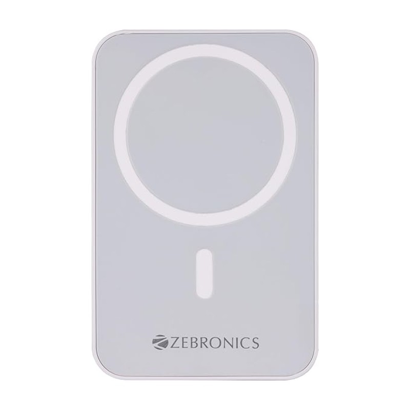 ZEBRONICS MW63 Wireless Power Bank, 10000 mAh, Rapid Charge, Magsafe, Outputs - 20W Wired | 15W Wireless, Type C PD, Built in Protections, LED Indicator, Compatible with iPhone, Made in India