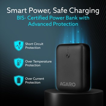 (Refurbished) AGARO Nano Power Bank 10000 mAh, 22.5W QC & 20W PD Output for Smartphones, Portable, USB A & C Output, USB C Input, Fast Charge Technology for Tablets, Headphones and Hi-Powered Devices (Refurbished) AGARO Nano Power Bank 10000 mAh, 22.5W QC & 20W PD Output for Smartphones, Portable, USB A & C Output, USB C Input, Fast Charge Technology for Tablets, Headphones and Hi-Powered Devices