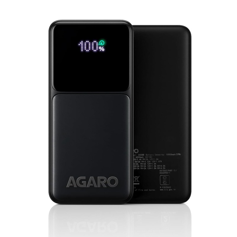 (Refurbished) AGARO Regency Power Bank 10000 mAh, 22.5W QC & 20W PD Output for Smartphones, Portable, USB C & Micro Input, USB A1,A2 & C Output,Fast Charge Technology for Tablets,Headphones and Hi-Powered Devices (Refurbished) AGARO Regency Power Bank 10000 mAh, 22.5W QC & 20W PD Output for Smartphones, Portable, USB C & Micro Input, USB A1,A2 & C Output,Fast Charge Technology for Tablets,Headphones and Hi-Powered Devices
