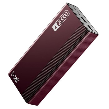 boAt Energyshroom PB401 20000mAh Power Bank| Micro USB and Type C (2-Way Input Ports), 22.5W, 3X Output Ports, Compatible with Tablets, Smartphones, Earbuds, Smartwatch (Wine Red)