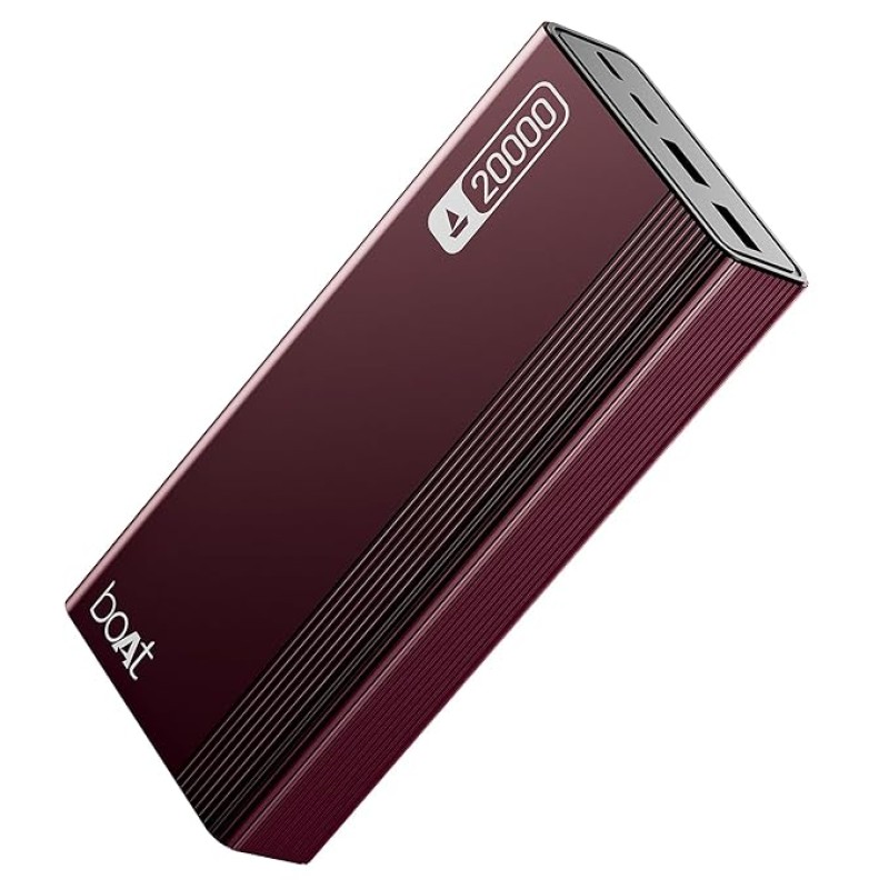 boAt Energyshroom PB401 20000mAh Power Bank| Micro USB and Type C (2-Way Input Ports), 22.5W, 3X Output Ports, Compatible with Tablets, Smartphones, Earbuds, Smartwatch (Wine Red) boAt Energyshroom PB401 20000mAh Power Bank| Micro USB and Type C (2-Way Input Ports), 22.5W, 3X Output Ports, Compatible with Tablets, Smartphones, Earbuds, Smartwatch (Wine Red)
