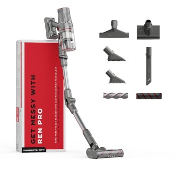 NUUK REN PRO Stick Cordless Vacuum Cleaner For Home Use | 34kPa Suction, 8 Attachments | Adaptive Suction Technology | HEPA Filter & Multi-Cyclone Filtration | Handheld Vacuum Cleaner with Flexistick�