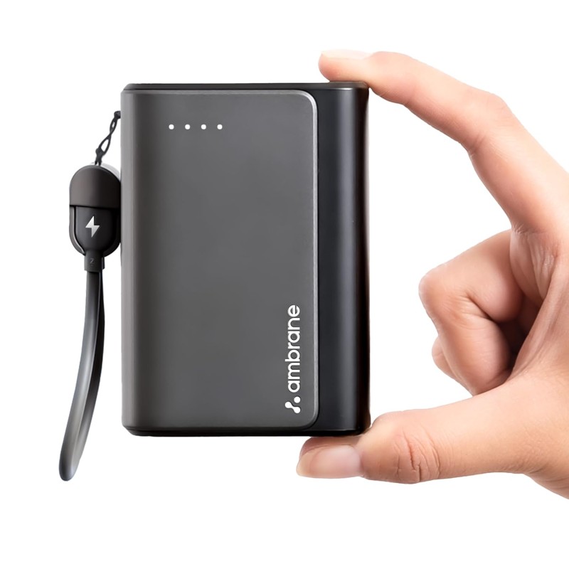 (Refurbished) Ambrane 20000mAh 35W Fast Charging Small Pocket Size Powerbank, Hanging InBuilt Type C Cable, Type C PD & USB Output for iPhone, Android Mobiles & Other Devices (PowerMini 20, Black) (Refurbished) Ambrane 20000mAh 35W Fast Charging Small Pocket Size Powerbank, Hanging InBuilt Type C Cable, Type C PD & USB Output for iPhone, Android Mobiles & Other Devices (PowerMini 20, Black)