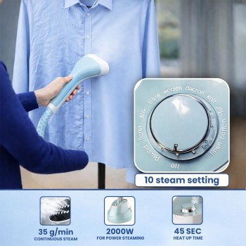 Iron for Clothes | Wego Garment Steamer Vertical Standing Iron 1.6L Water Tank | 10 Steam Settings 2000W Powerful Garment Steamer with Stand 35g/min Steam 45 Sec | 1 year warranty Blue/Green Iron for Clothes | Wego Garment Steamer Vertical Standing Iron 1.6L Water Tank | 10 Steam Settings 2000W Powerful Garment Steamer with Stand 35g/min Steam 45 Sec | 1 year warranty Blue/Green