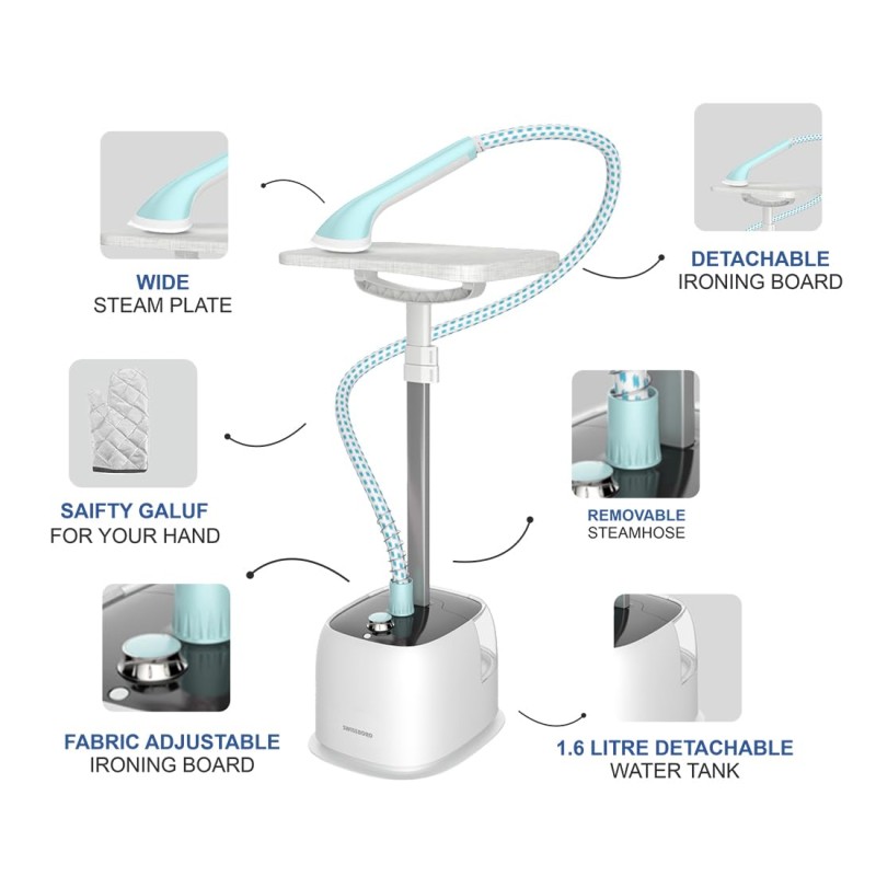 Iron for Clothes | Plutus Garment Steamer Vertical Standing Iron 1.6L Water Tank | 10 Steam Setting 2000W Powerful Garment Steamer with 35g/min Continuous Steam 45 Sec 1 year warranty White/Grey Iron for Clothes | Plutus Garment Steamer Vertical Standing Iron 1.6L Water Tank | 10 Steam Setting 2000W Powerful Garment Steamer with 35g/min Continuous Steam 45 Sec 1 year warranty White/Grey