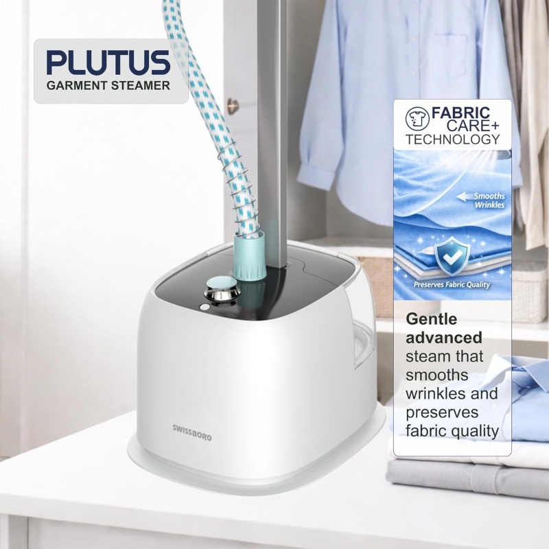 Iron for Clothes | Plutus Garment Steamer Vertical Standing Iron 1.6L Water Tank | 10 Steam Setting 2000W Powerful Garment Steamer with 35g/min Continuous Steam 45 Sec 1 year warranty White/Grey Iron for Clothes | Plutus Garment Steamer Vertical Standing Iron 1.6L Water Tank | 10 Steam Setting 2000W Powerful Garment Steamer with 35g/min Continuous Steam 45 Sec 1 year warranty White/Grey