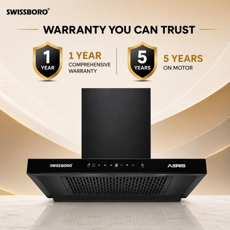 AERIS Pro T Kitchen Chimney 60cm 1400 m³/hr Suction | Auto Clean Chimney | Touch & Motion Sensor Control Black Finish | Wall Mounted Hood (1 Years Comprehensive Warranty + 5 Years on Motor) AERIS Pro T Kitchen Chimney 60cm 1400 m³/hr Suction | Auto Clean Chimney | Touch & Motion Sensor Control Black Finish | Wall Mounted Hood (1 Years Comprehensive Warranty + 5 Years on Motor)