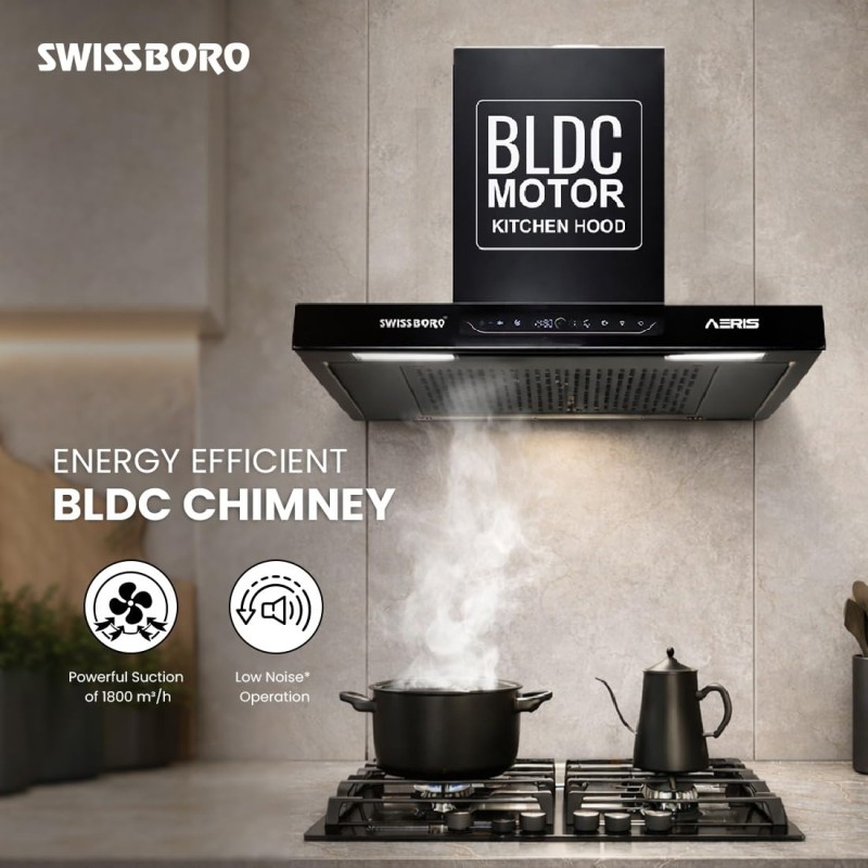 AERIS Pro T Shape Kitchen Chimney 60cm 1800 m³/hr Suction BLDC Motor | Smart Auto Clean Chimney | Touch & Gesture Control Wall Mount Hood | 1 Years Comprehensive Warranty + 10 Years on Motor AERIS Pro T Shape Kitchen Chimney 60cm 1800 m³/hr Suction BLDC Motor | Smart Auto Clean Chimney | Touch & Gesture Control Wall Mount Hood | 1 Years Comprehensive Warranty + 10 Years on Motor