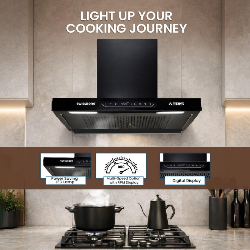 AERIS Pro T Shape Kitchen Chimney 60cm 1800 m³/hr Suction BLDC Motor | Smart Auto Clean Chimney | Touch & Gesture Control Wall Mount Hood | 1 Years Comprehensive Warranty + 10 Years on Motor AERIS Pro T Shape Kitchen Chimney 60cm 1800 m³/hr Suction BLDC Motor | Smart Auto Clean Chimney | Touch & Gesture Control Wall Mount Hood | 1 Years Comprehensive Warranty + 10 Years on Motor