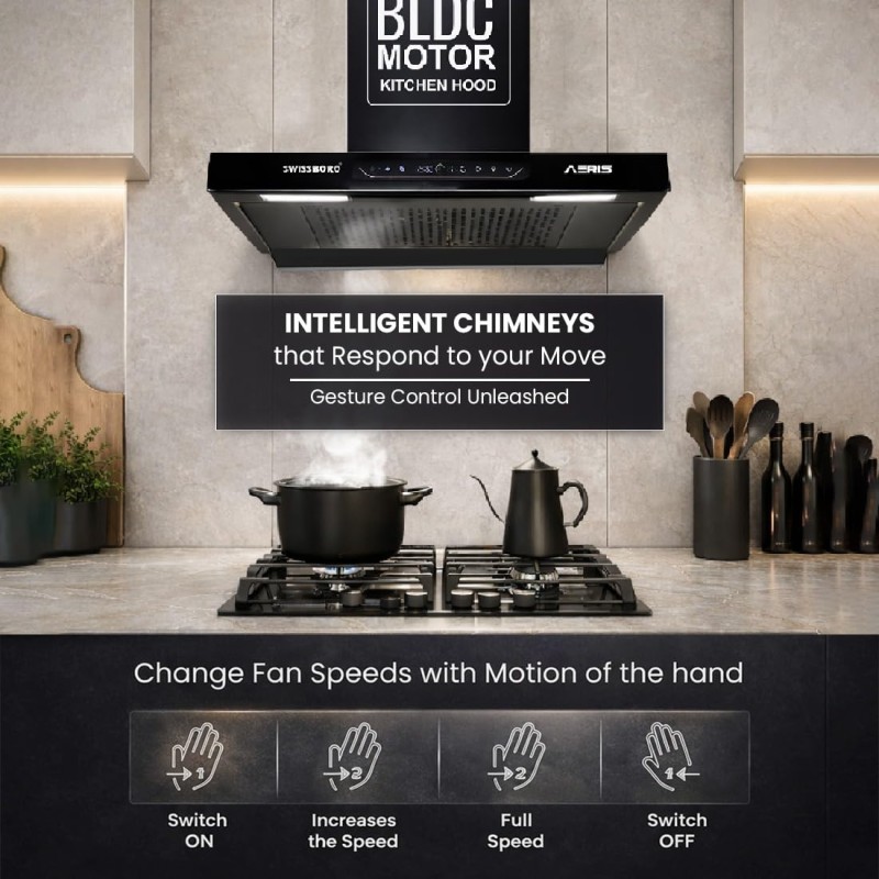 AERIS Pro T Shape Kitchen Chimney 60cm 1800 m³/hr Suction BLDC Motor | Smart Auto Clean Chimney | Touch & Gesture Control Wall Mount Hood | 1 Years Comprehensive Warranty + 10 Years on Motor AERIS Pro T Shape Kitchen Chimney 60cm 1800 m³/hr Suction BLDC Motor | Smart Auto Clean Chimney | Touch & Gesture Control Wall Mount Hood | 1 Years Comprehensive Warranty + 10 Years on Motor
