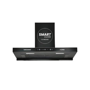 AERIS 90 cm 1400 m³/hr Suction T Shape Kitchen Chimney Smart Clean Technology Auto Clean Hood Touch Control Panel Wall Mounted Black Finish 1 Years Comprehensive + 5 Years on Motor Warranty