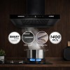 AERIS 90 cm 1400 m³/hr Suction T Shape Kitchen Chimney Smart Clean Technology Auto Clean Hood Touch Control Panel Wall Mounted Black Finish 1 Years Comprehensive + 5 Years on Motor Warranty AERIS 90 cm 1400 m³/hr Suction T Shape Kitchen Chimney Smart Clean Technology Auto Clean Hood Touch Control Panel Wall Mounted Black Finish 1 Years Comprehensive + 5 Years on Motor Warranty