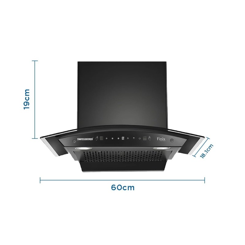 FINIX Curve Kitchen Chimney 60cm 1350 m³/hr Suction | Smart Clean Technology Curved Glass Design | Touch & Control Auto Clean Chimney | (1 Year Comprehensive Warranty + 5 Years on Motor) FINIX Curve Kitchen Chimney 60cm 1350 m³/hr Suction | Smart Clean Technology Curved Glass Design | Touch & Control Auto Clean Chimney | (1 Year Comprehensive Warranty + 5 Years on Motor)