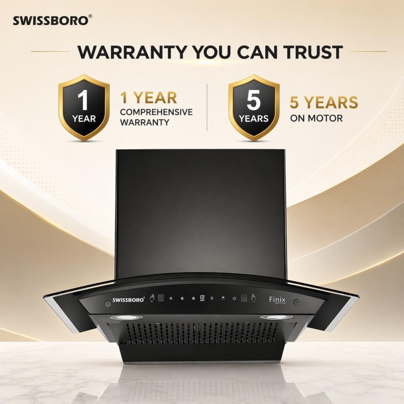 FINIX Curve Kitchen Chimney 60cm 1350 m³/hr Suction | Smart Clean Technology Curved Glass Design | Touch & Control Auto Clean Chimney | (1 Year Comprehensive Warranty + 5 Years on Motor) FINIX Curve Kitchen Chimney 60cm 1350 m³/hr Suction | Smart Clean Technology Curved Glass Design | Touch & Control Auto Clean Chimney | (1 Year Comprehensive Warranty + 5 Years on Motor)