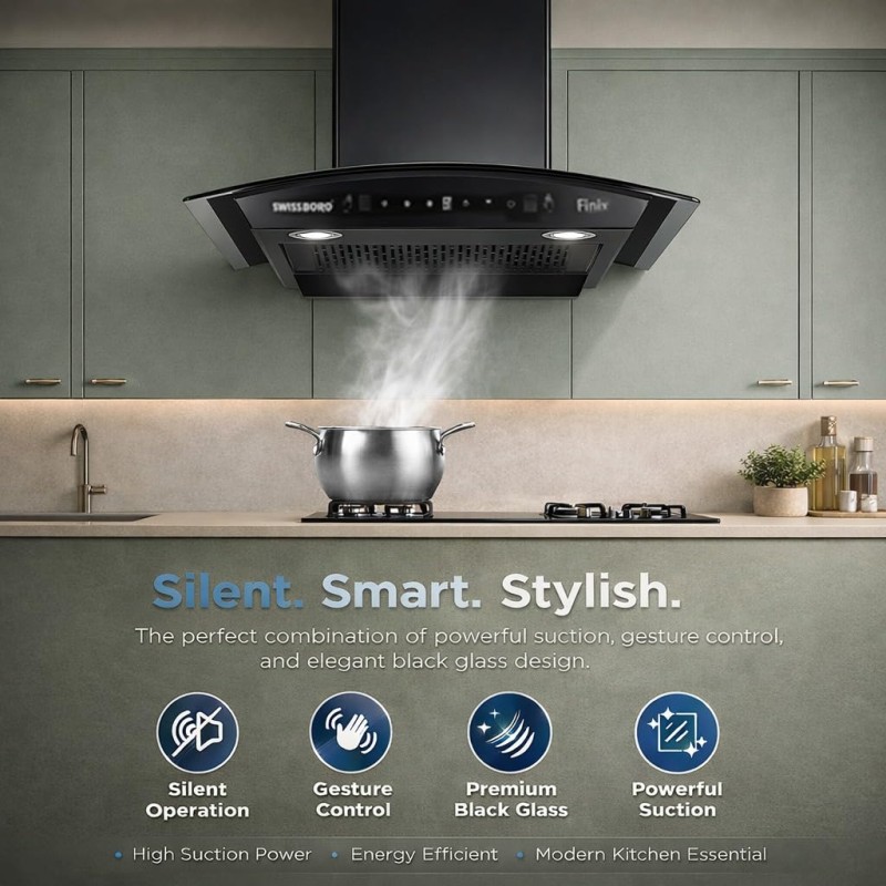 FINIX Curve Kitchen Chimney 60cm 1350 m³/hr Suction | Smart Clean Technology Curved Glass Design | Touch & Control Auto Clean Chimney | (1 Year Comprehensive Warranty + 5 Years on Motor) FINIX Curve Kitchen Chimney 60cm 1350 m³/hr Suction | Smart Clean Technology Curved Glass Design | Touch & Control Auto Clean Chimney | (1 Year Comprehensive Warranty + 5 Years on Motor)