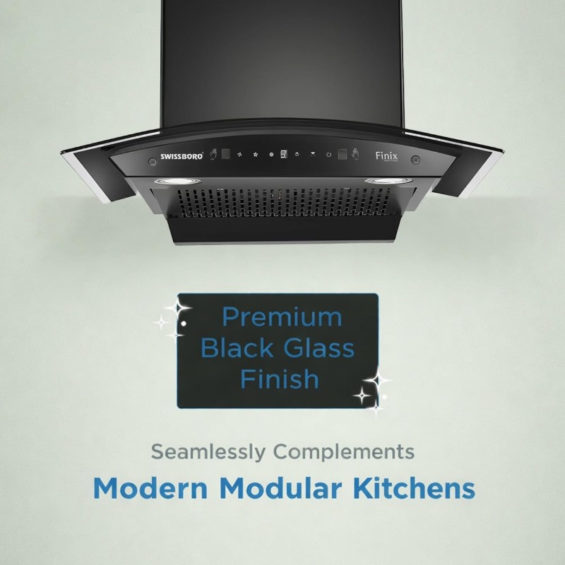 FINIX Curve Kitchen Chimney 60cm 1350 m³/hr Suction | Smart Clean Technology Curved Glass Design | Touch & Control Auto Clean Chimney | (1 Year Comprehensive Warranty + 5 Years on Motor) FINIX Curve Kitchen Chimney 60cm 1350 m³/hr Suction | Smart Clean Technology Curved Glass Design | Touch & Control Auto Clean Chimney | (1 Year Comprehensive Warranty + 5 Years on Motor)