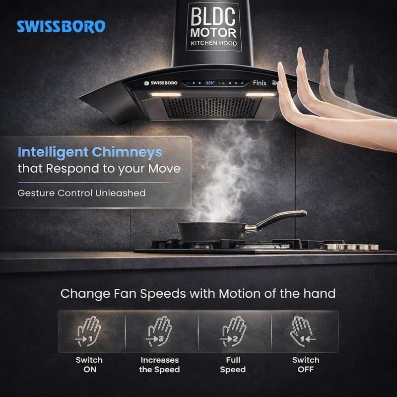 FINIX Pro Curve Kitchen Chimney 90cm 1800 m³/hr Powerful Suction | BLDC Motor Auto Clean Chimney | Touch & Motion Sensor Control | (1 Year Comprehensive Warranty + 10 Years on Motor) FINIX Pro Curve Kitchen Chimney 90cm 1800 m³/hr Powerful Suction | BLDC Motor Auto Clean Chimney | Touch & Motion Sensor Control | (1 Year Comprehensive Warranty + 10 Years on Motor)