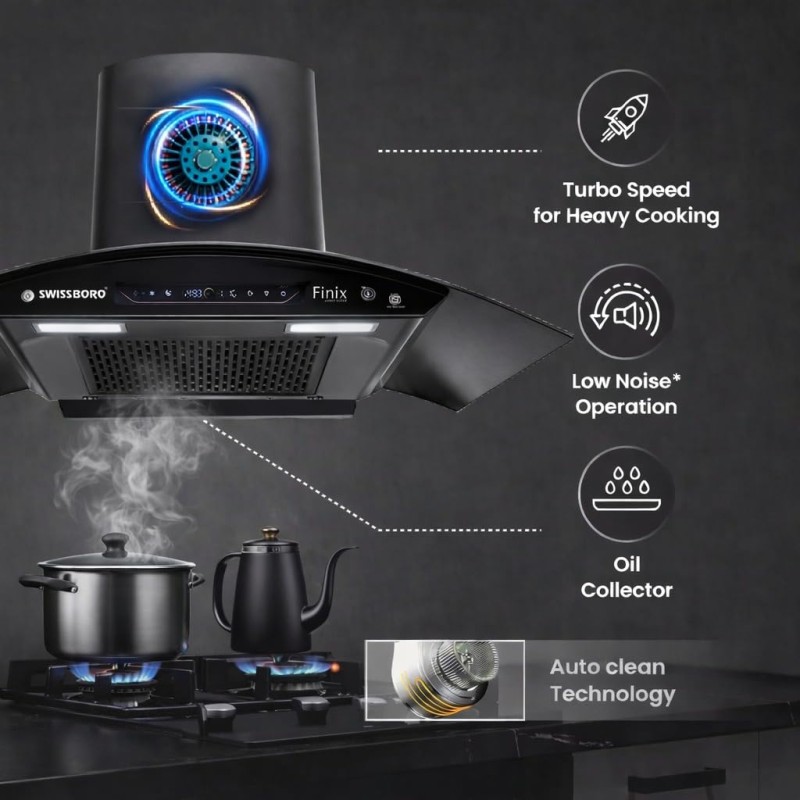 FINIX Pro Curve Kitchen Chimney 90cm 1800 m³/hr Powerful Suction | BLDC Motor Auto Clean Chimney | Touch & Motion Sensor Control | (1 Year Comprehensive Warranty + 10 Years on Motor) FINIX Pro Curve Kitchen Chimney 90cm 1800 m³/hr Powerful Suction | BLDC Motor Auto Clean Chimney | Touch & Motion Sensor Control | (1 Year Comprehensive Warranty + 10 Years on Motor)