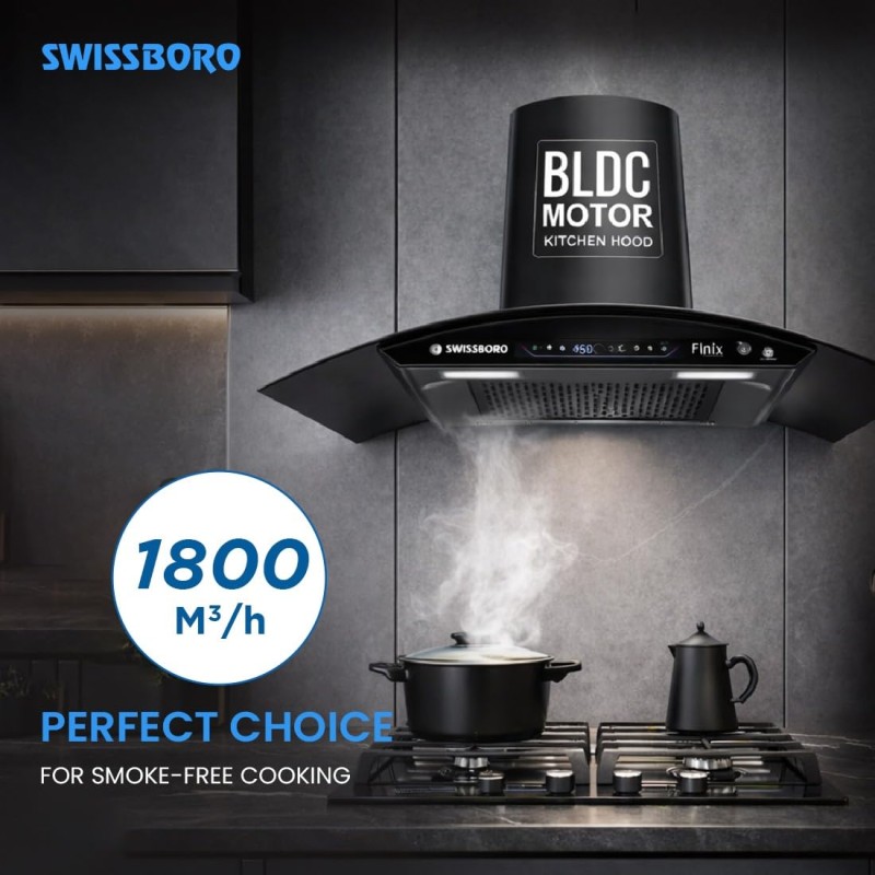 FINIX Pro Curve Kitchen Chimney 90cm 1800 m³/hr Powerful Suction | BLDC Motor Auto Clean Chimney | Touch & Motion Sensor Control | (1 Year Comprehensive Warranty + 10 Years on Motor) FINIX Pro Curve Kitchen Chimney 90cm 1800 m³/hr Powerful Suction | BLDC Motor Auto Clean Chimney | Touch & Motion Sensor Control | (1 Year Comprehensive Warranty + 10 Years on Motor)