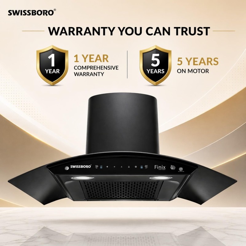 FINIX Pro Curve Kitchen Chimney 90cm 1400 m³/hr Powerful Suction | Auto Clean Chimney Touch & Motion Sensor Control | (1 Year Comprehensive Warranty + 5 Years on Motor) Black FINIX Pro Curve Kitchen Chimney 90cm 1400 m³/hr Powerful Suction | Auto Clean Chimney Touch & Motion Sensor Control | (1 Year Comprehensive Warranty + 5 Years on Motor) Black