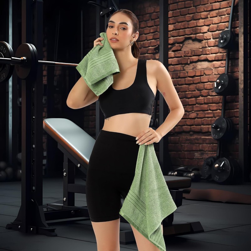 Requisite 4 Pc Large Towel Set | 2 Bath Towels (70 x 147 cm) & 2 Hand Towels (40 x 60 cm), 400 GSM | 100% Pure Cotton | Bath Towels for Men, Women & Kids | Gym Towel Emerald Green