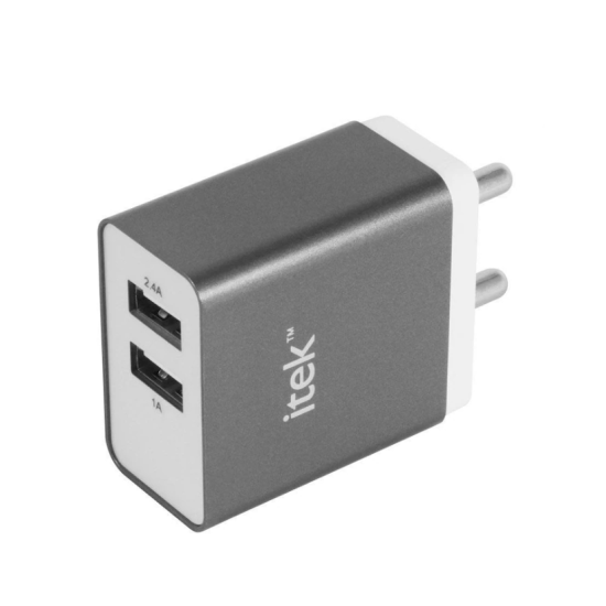 Itek Dual (2.4A 1A) Wall Adapter Grey