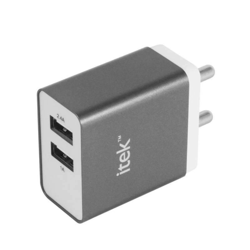 Itek Dual (2.4A 1A) Wall Adapter Grey