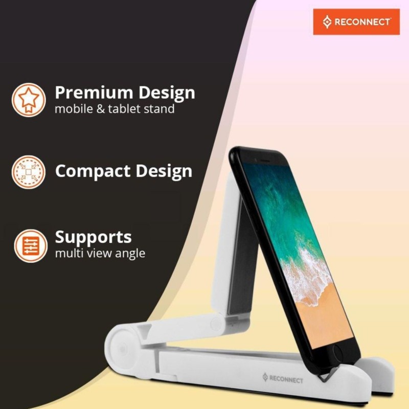 Reconnect Mobile & Tablet Stand for 15.24 cm (6 inch) to 25.4 cm (10 inch) Mobile Phone and Tablet, White