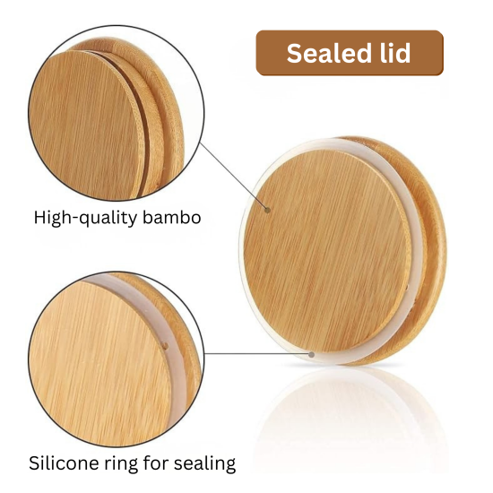 Swissboro Elora Bamboo Lid Borosilicate Glass Round Jar 1 pc- 500ml