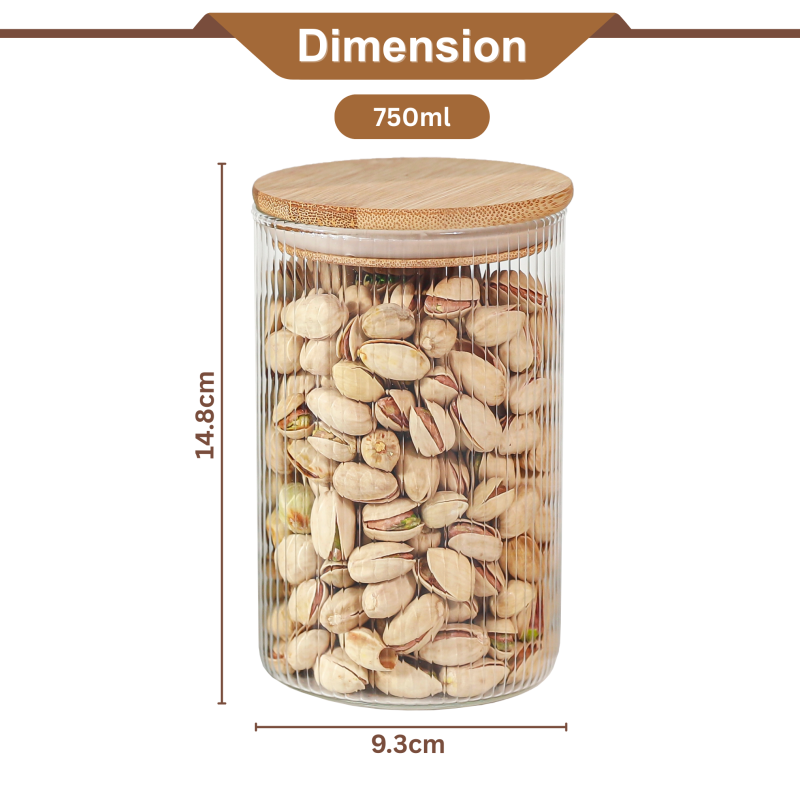 SwissBoro Elora Bamboo Lid Borosilicate Glass Round Jar 1 pc- 750ml SwissBoro Elora Bamboo Lid Borosilicate Glass Round Jar 1 pc- 750ml