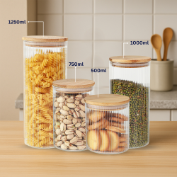 Swissboro Elora Bamboo Lid Borosilicate Glass Round Jar 1 pc-1250ml Swissboro Elora Bamboo Lid Borosilicate Glass Round Jar 1 pc-1250ml