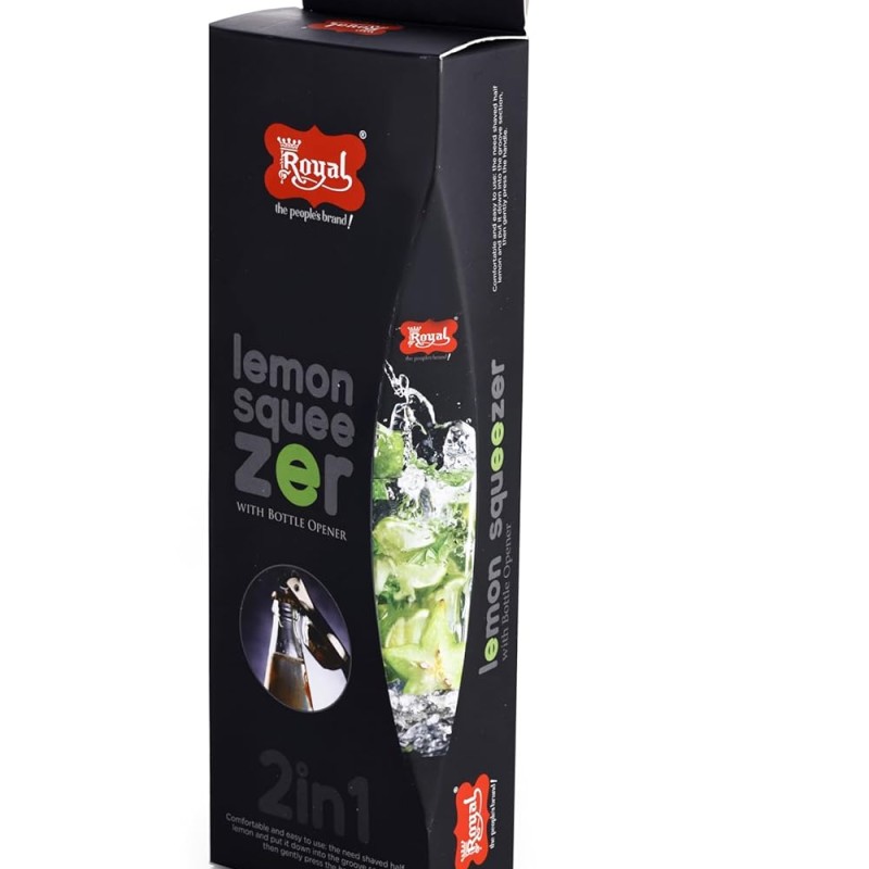 Royal Kitchenware ROYAL Stainless Steel Lemon Squeezer For Home & Kitchen, 2 in 1 Lemon Squeezer With Bottle Opener, Heavy Duty Lemon Squeezer With Easy Grip Handle Royal Kitchenware ROYAL Stainless Steel Lemon Squeezer For Home & Kitchen, 2 in 1 Lemon Squeezer With Bottle Opener, Heavy Duty Lemon Squeezer With Easy Grip Handle