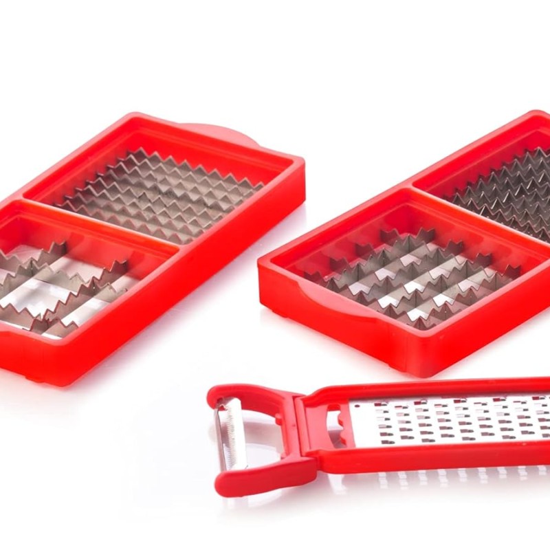 Royal 7 in 1 Multipurpose Vegetable and Fruit Chopper Cutter Grater Slicer for Kitchen, 4 Cutting Blade, 1 Vegetable Peeler, 1 Cheese Grater, 1 Bottle Opener Royal 7 in 1 Multipurpose Vegetable and Fruit Chopper Cutter Grater Slicer for Kitchen, 4 Cutting Blade, 1 Vegetable Peeler, 1 Cheese Grater, 1 Bottle Opener