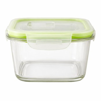 Fresh Lock Borosilicate Glass Square Food Storage Container with Airtight Lid 1Pc & 800 ML | Leakproof, Microwave Safe, Freezer Safe, BPA Free Lunch & Kitchen Storage Box