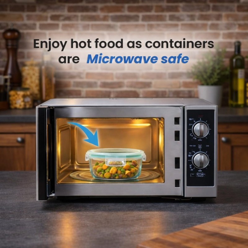 Round Glass Food Storage Container with Airtight Locking Lid | Leakproof BPA-Free Lunch Box for Men | Snap Lock Clips | Microwave Oven Freezer Dishwasher Safe Bowl for Kitchen 1Pc 400 ML Round Glass Food Storage Container with Airtight Locking Lid | Leakproof BPA-Free Lunch Box for Men | Snap Lock Clips | Microwave Oven Freezer Dishwasher Safe Bowl for Kitchen 1Pc 400 ML