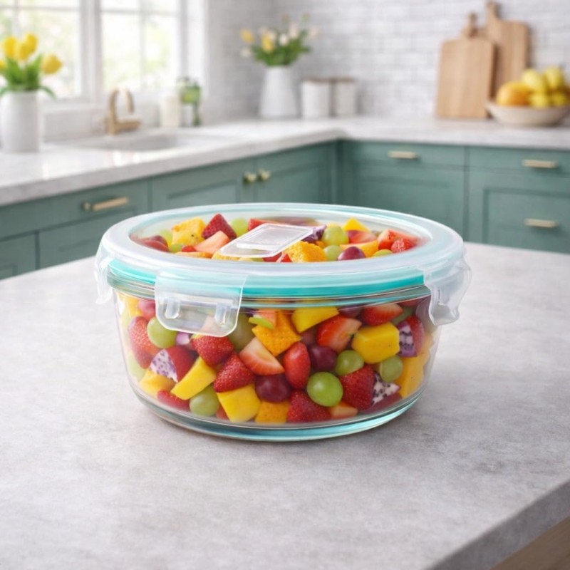 Round Glass Food Storage Container with Airtight Locking Lid | Leakproof BPA-Free Lunch Box for Men | Snap Lock Clips | Microwave Oven Freezer Dishwasher Safe Bowl for Kitchen 1Pc 400 ML Round Glass Food Storage Container with Airtight Locking Lid | Leakproof BPA-Free Lunch Box for Men | Snap Lock Clips | Microwave Oven Freezer Dishwasher Safe Bowl for Kitchen 1Pc 400 ML