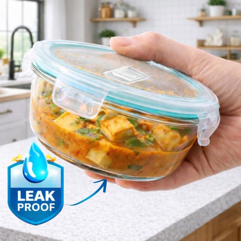 Round Glass Food Storage Container with Airtight Locking Lid | Leakproof BPA-Free Lunch Box for Men | Snap Lock Clips |Microwave Oven Freezer Dishwasher Safe Bowl for Kitchen 1Pc 620 ML Round Glass Food Storage Container with Airtight Locking Lid | Leakproof BPA-Free Lunch Box for Men | Snap Lock Clips |Microwave Oven Freezer Dishwasher Safe Bowl for Kitchen 1Pc 620 ML