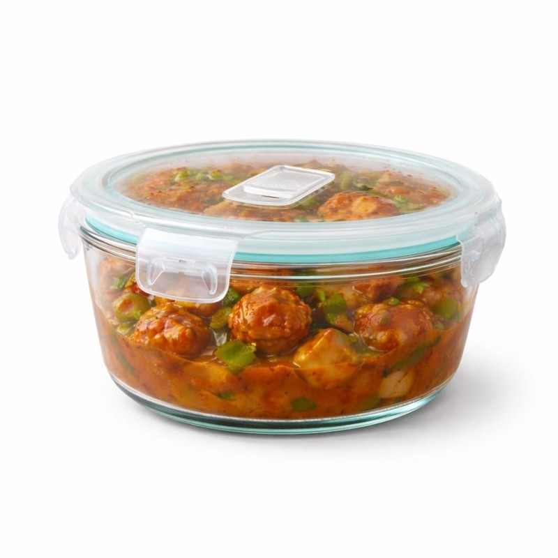 Round Glass Food Storage Container with Airtight Locking Lid | Leakproof BPA-Free Lunch Box for Men | Snap Lock Clips |Microwave Oven Freezer Dishwasher Safe Bowl for Kitchen 1Pc 950 ML Round Glass Food Storage Container with Airtight Locking Lid | Leakproof BPA-Free Lunch Box for Men | Snap Lock Clips |Microwave Oven Freezer Dishwasher Safe Bowl for Kitchen 1Pc 950 ML