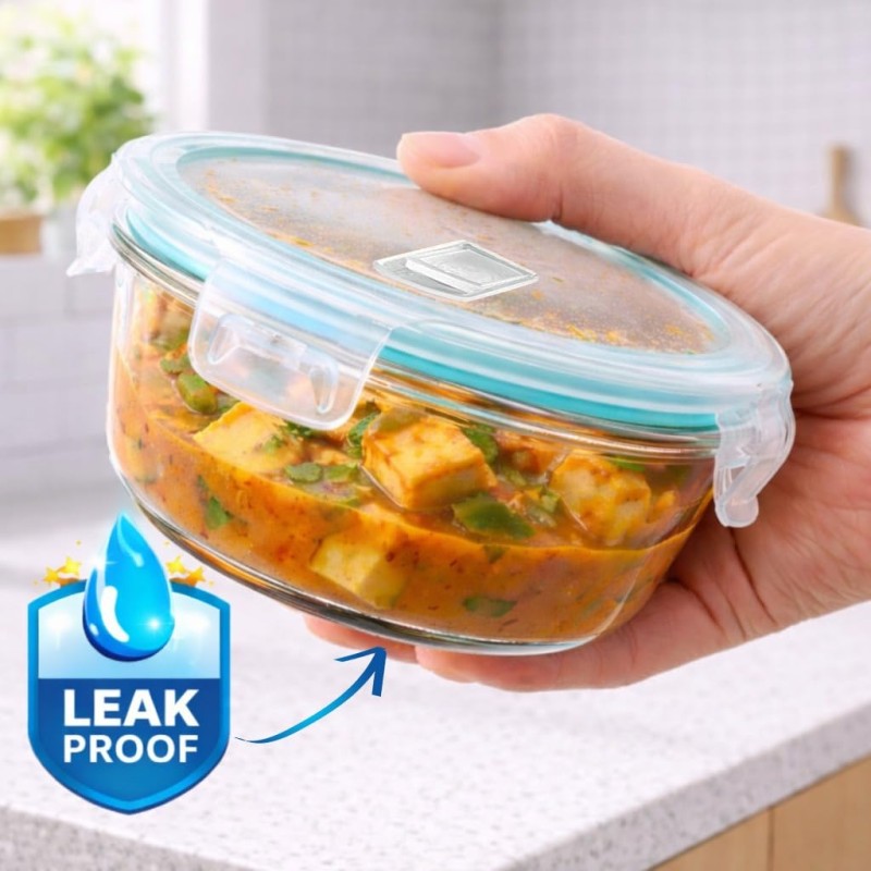 Round Glass Food Storage Container with Airtight Locking Lid | Leakproof BPA-Free Lunch Box for Men | Snap Lock Clips |Microwave Oven Freezer Dishwasher Safe Bowl for Kitchen 1Pc 1200 ML Round Glass Food Storage Container with Airtight Locking Lid | Leakproof BPA-Free Lunch Box for Men | Snap Lock Clips |Microwave Oven Freezer Dishwasher Safe Bowl for Kitchen 1Pc 1200 ML