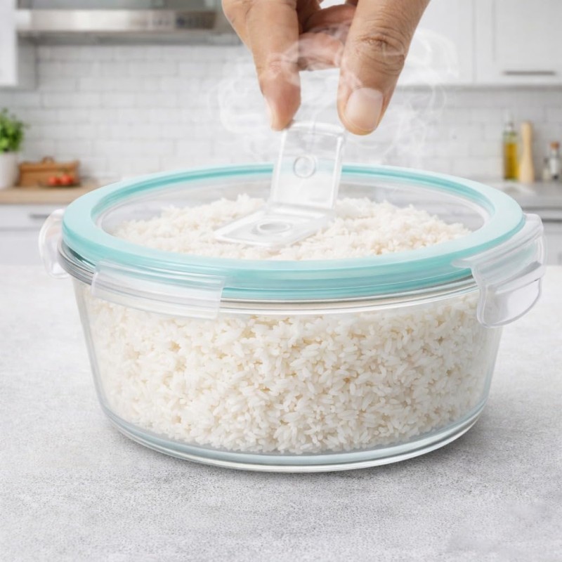 Round Glass Food Storage Container with Airtight Locking Lid | Leakproof BPA-Free Lunch Box for Men | Snap Lock Clips |Microwave Oven Freezer Dishwasher Safe Bowl for Kitchen 1Pc 1200 ML Round Glass Food Storage Container with Airtight Locking Lid | Leakproof BPA-Free Lunch Box for Men | Snap Lock Clips |Microwave Oven Freezer Dishwasher Safe Bowl for Kitchen 1Pc 1200 ML