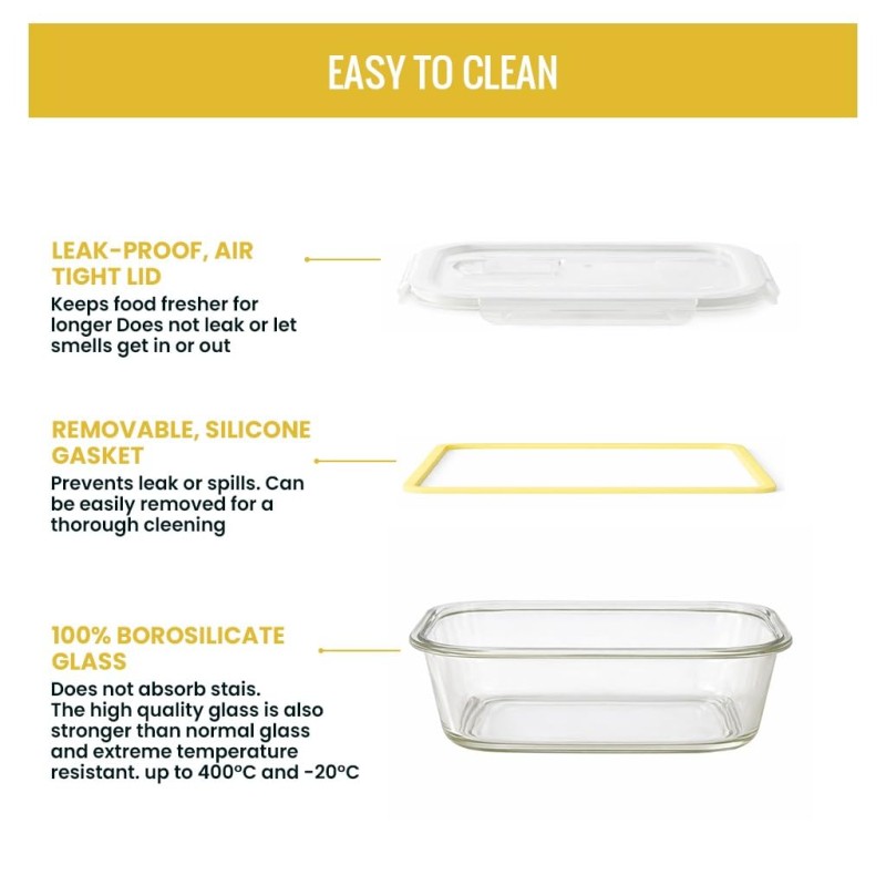 Rectangle Food Storage Container with Airtight Glass Lid | Borosilicate Glass Container for Lunchbox | Microwave & Dishwasher Safe | Transparent Ideal for Kitchen Use 1pc & 370ml Rectangle Food Storage Container with Airtight Glass Lid | Borosilicate Glass Container for Lunchbox | Microwave & Dishwasher Safe | Transparent Ideal for Kitchen Use 1pc & 370ml